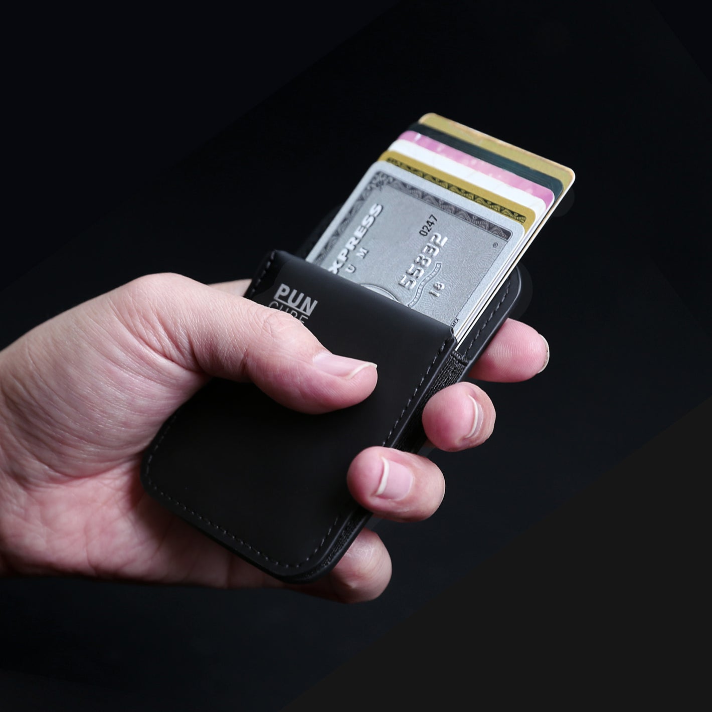 PUNCUBE Men’s Card Holder Wallet,Slim Minimalist Wallet With Key Holder and  Phone Stand, Key Wallet, Rfid Blocking Wallet (Light Brown)